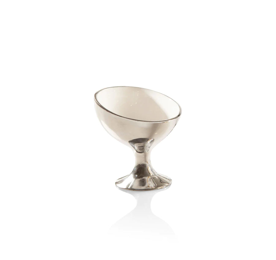 Ice Cream Cup Silver White Set of 2