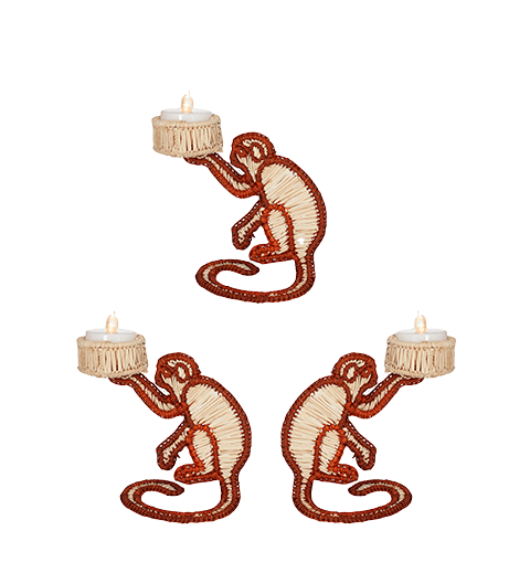 Monkey Candle Holders Set of 3