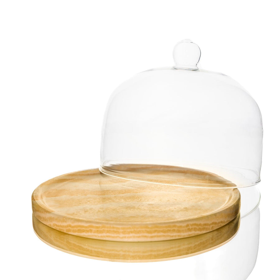 Cake Dome With Neutral Alabaster Platter