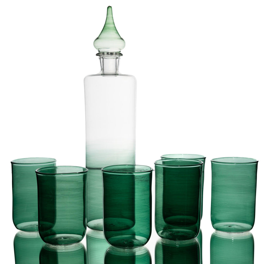 Green Ombre Pitcher Tumblers Glass Set of 6