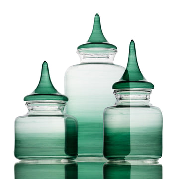 Ombre Glass Jars Green Set of 3