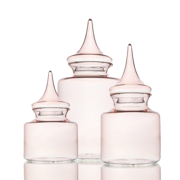 Glass Jars In Nude Set Of 3