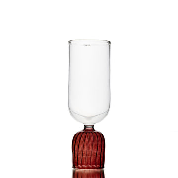 Burgundy Ribbed Footed Tumbler Glass Set of 6