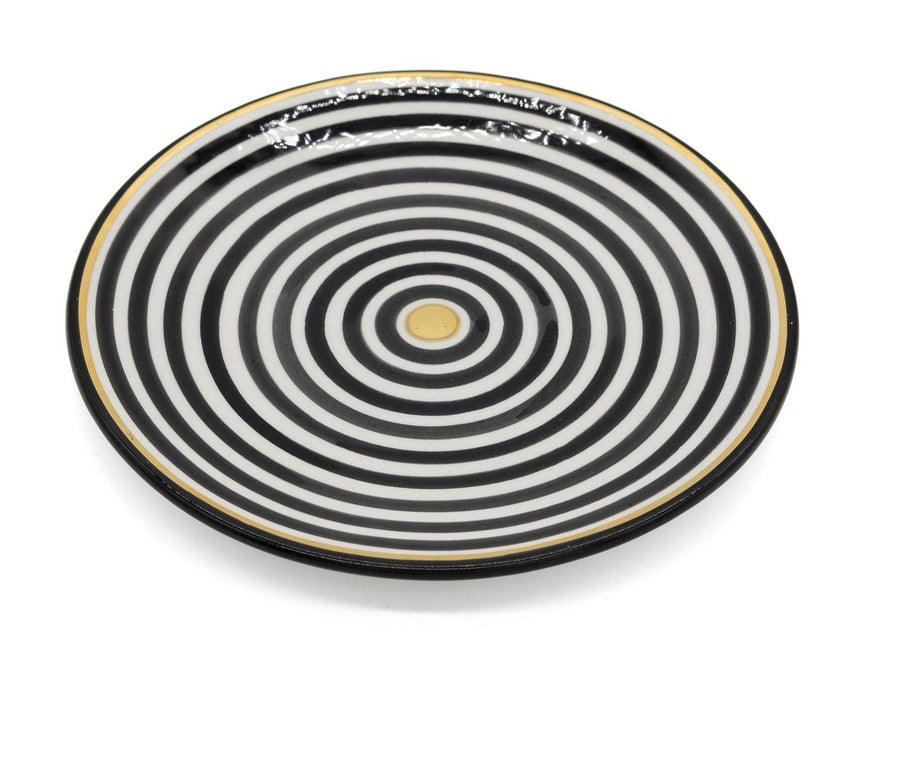 Ceramic Plates Striped Black