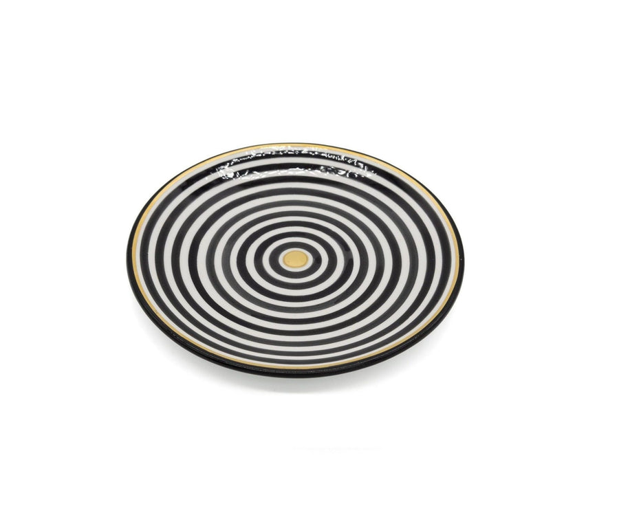 Ceramic Plates Striped Black