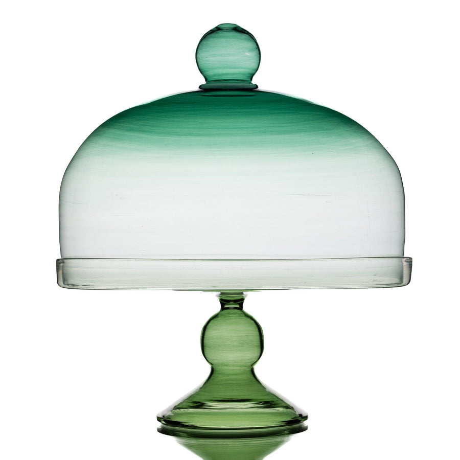 Ombre Cake Stand with Dome Green