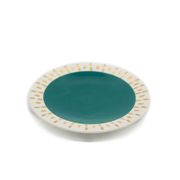 Dessert Plates Green and Gold Set of 6