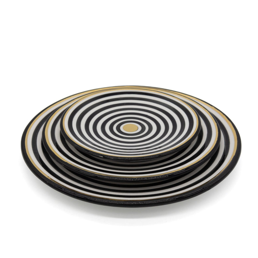 Ceramic Plates Striped Black