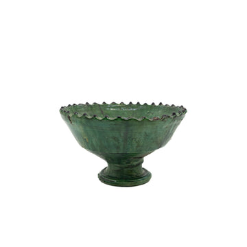 Handmade Footed Serving Bowl Green