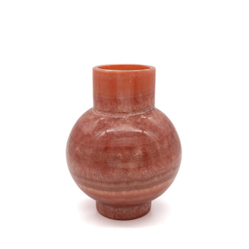 Coral Alabaster Round Vase