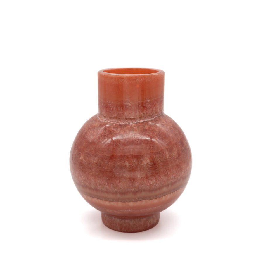 Coral Alabaster Round Vase