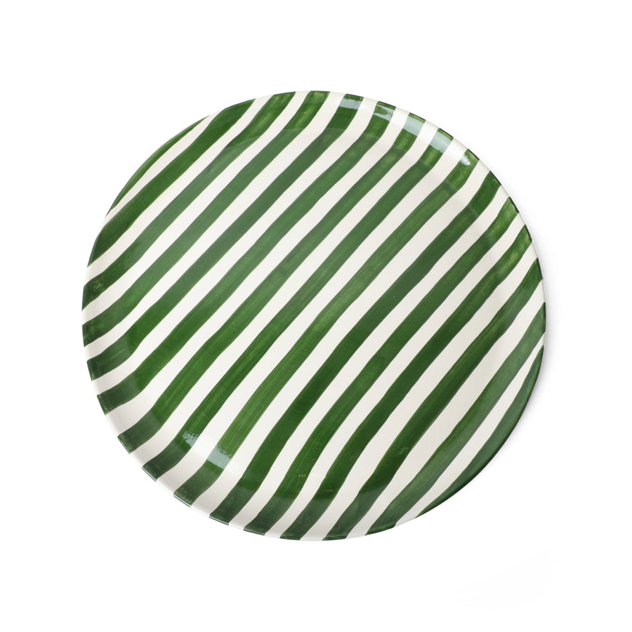 Bold Stripe Platter Dark Green