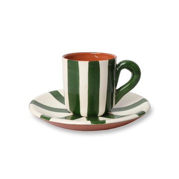 Espresso cup with Saucer Vertical Dark Green