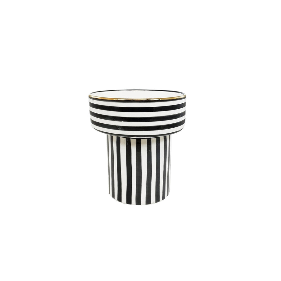 Stripes Footed Serving Dish Black