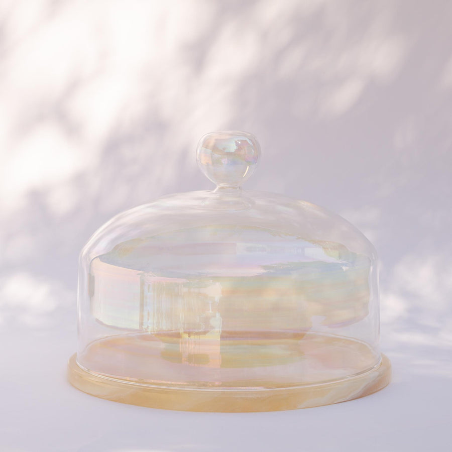 Cake Dome With Neutral Alabaster Platter