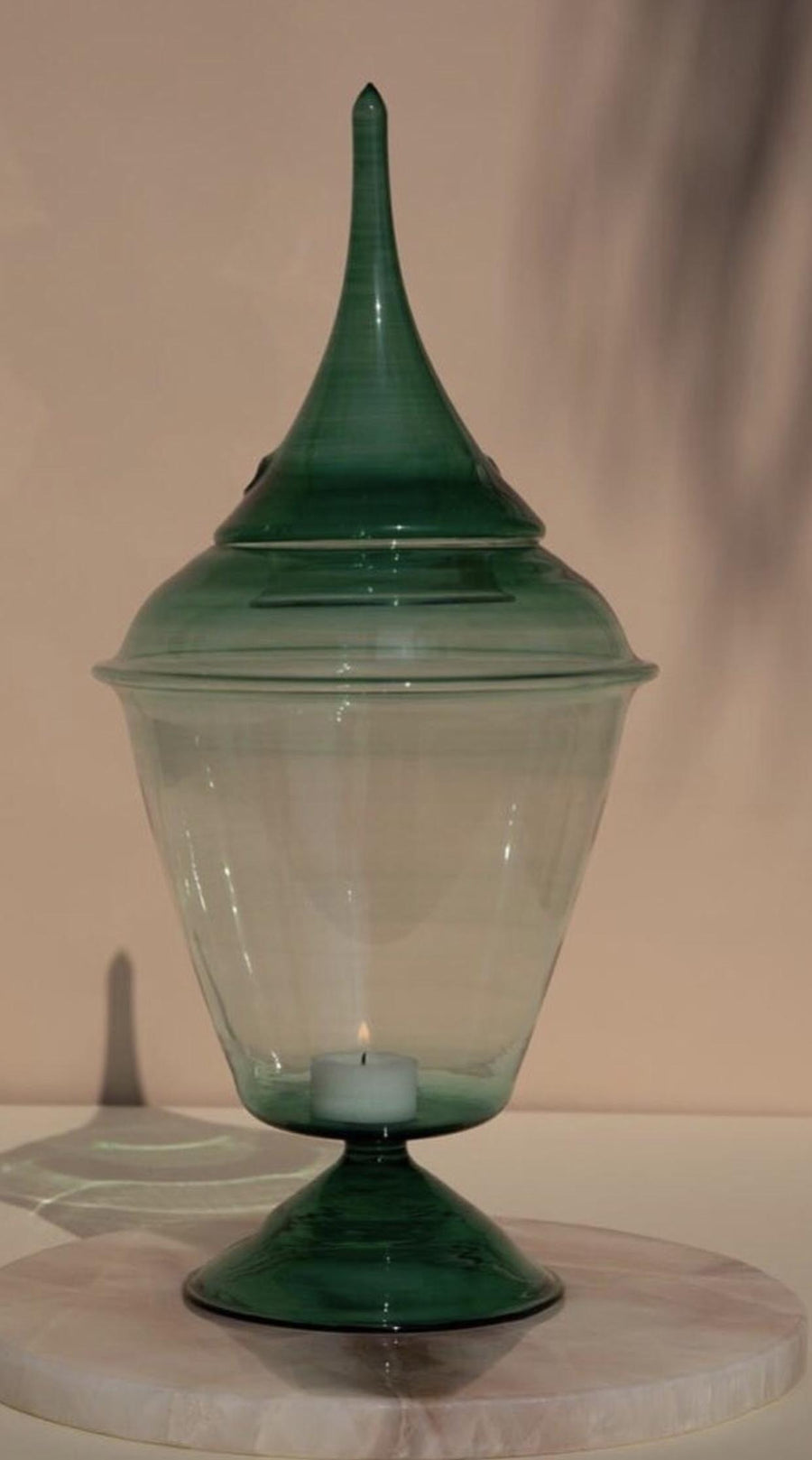 Green Ombre Glass Lantern
