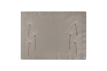 Placemat Palm Tree Taupe Linen