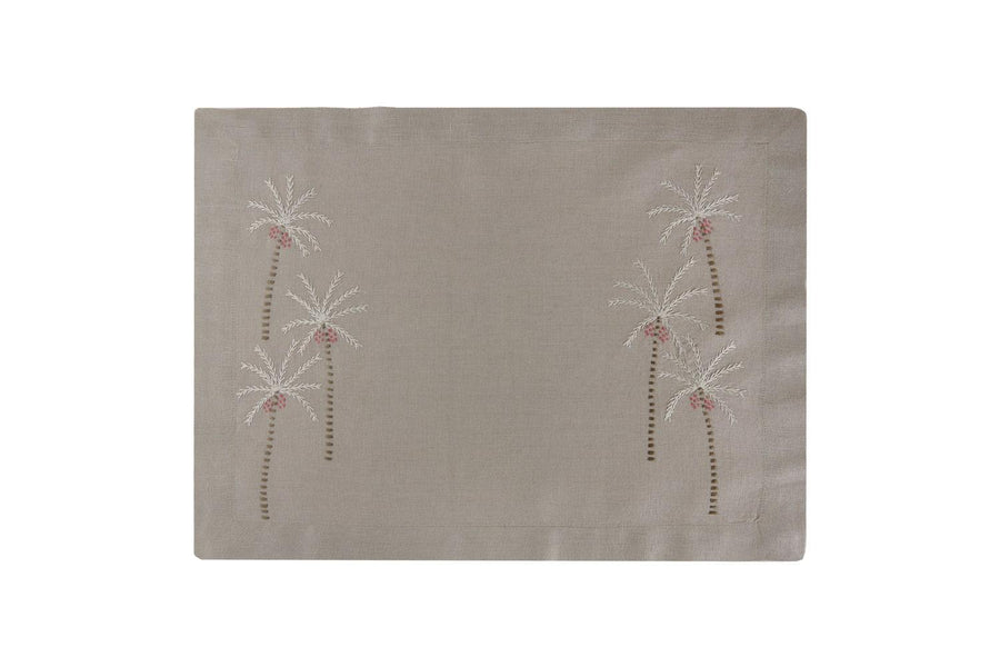 Placemat Palm Tree Taupe Linen