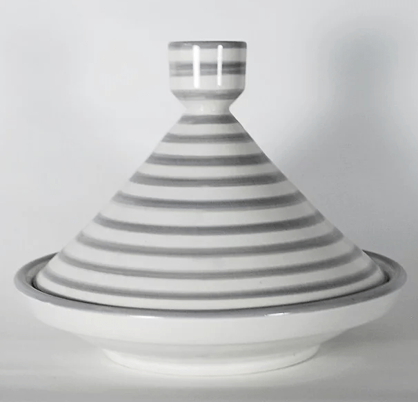 Tajine Serving Dish Stripes Grey Large
