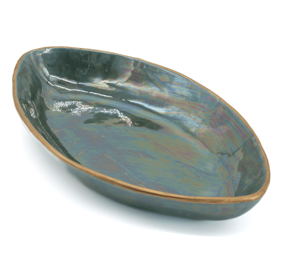 Oval serving platter large Blue