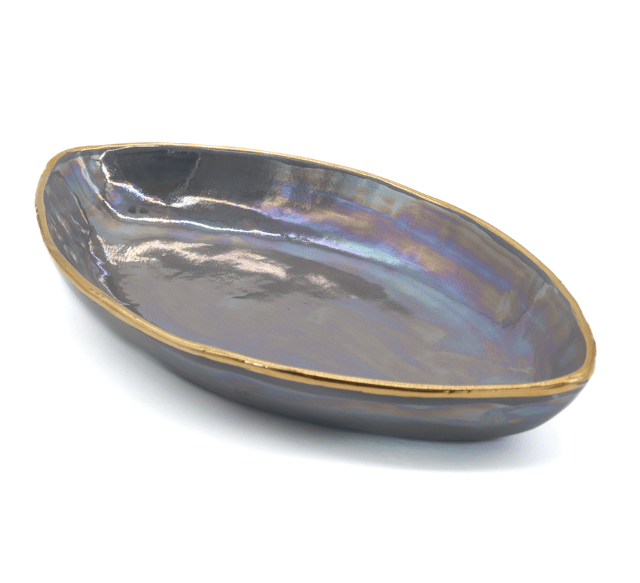 Oval Serving Pearl Grey Large