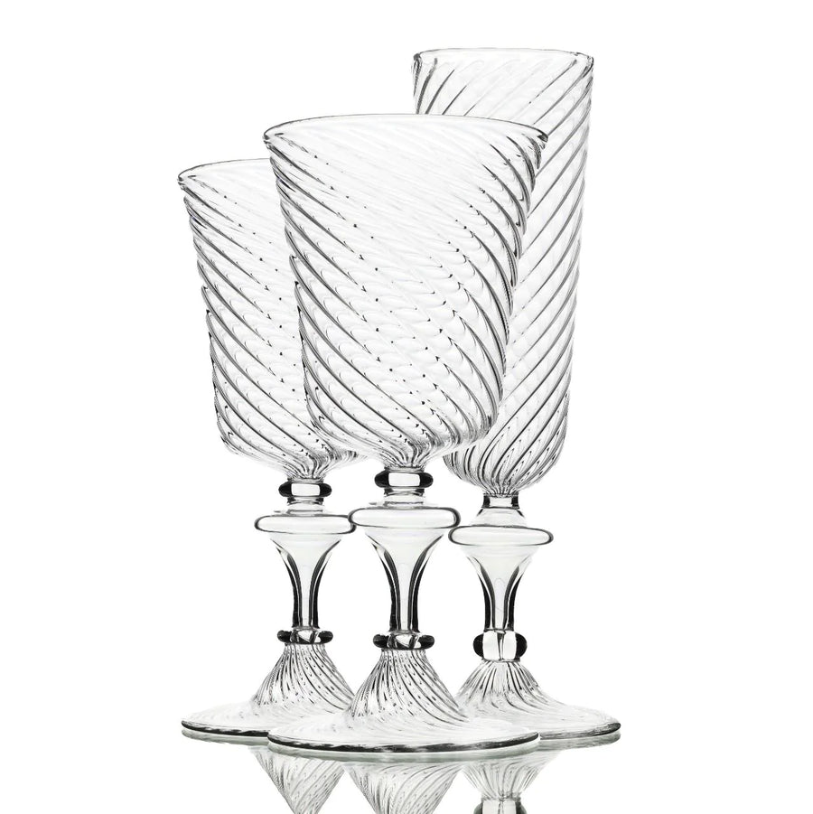 Champagne Striped Glass Set of 6