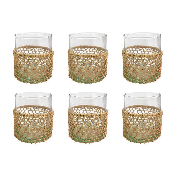 Raphia Braided Recycled Glass Set Of 6