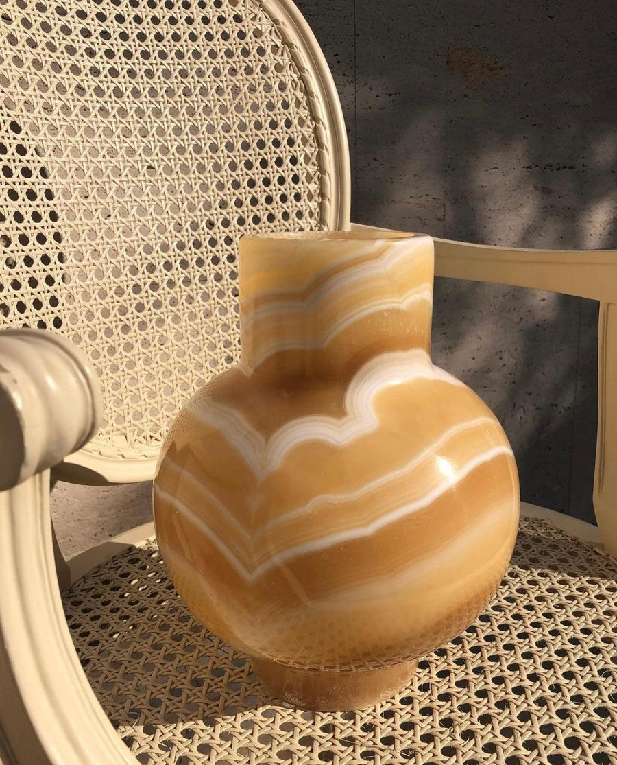 Neutral Alabaster Round Vase