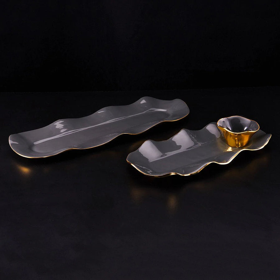 Plastic Ruffle Tray Ruffled Long Trays Graphite – ÉRTH STUDIO